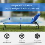 Solstol Relax Blå Textil med Läsfönster och Ansiktsöppning Stativ Solstol för Utomhusbruk Bekväm