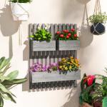Blomlådor 3-pack för Väggmontering med Justerbar Placering Hållbar och Prisvärd Grå Massivt Trä för Odling 60 x 16 x 80 cm