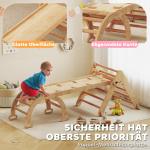 Klätterställning Trä Inomhus 7 i 1 Natur Trä för Barnrum och Lekrum Montessori-inspirerad Leksak med Rutschkana och Stege Pedagogisk 1.5 till 4 År