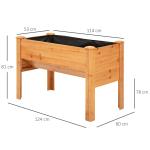 Upphöjd Odlingsbänk i Trä, Planteringslåda på Ben med Hylla och Krokar, Ergonomisk Odling för Balkong, Natur, 124 x 60 x 81 cm