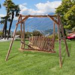 Hammock i Massivt Trä 2-Sits, Klassisk Trädgårdsgunga med Tak, Robust Hängsoffa för Uteplatsen, Natur, 187 x 137 x 170 cm
