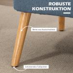 Soffa Loveseat 2-Sits Blå av Tyg med Linnelook och Trä för Vardagsrum Dubbelsoffa med Träben Lastkapacitet upp till 150 kg 117 x 56,5 x 77 cm