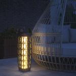 Sollampa Trädgårdslampa Grå av Rotting och Plast för Utomhusbruk LED Lampa med Ljussensor Anti-UV