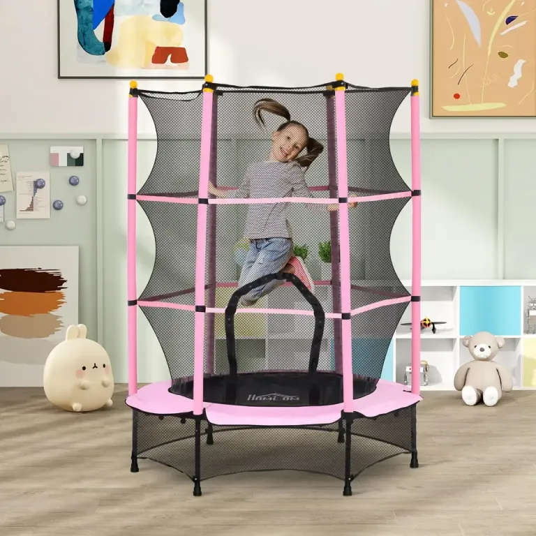 Barnstudsmatta Trädgårdstrampolin Rosa av Metall 140 Cm