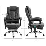 Kontorsstol med Massagefunktion, Ergonomisk, Grå, 65 x 160 x 104 cm