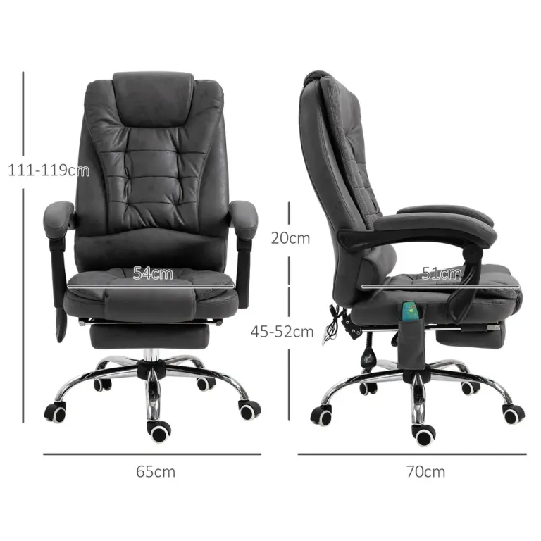 Kontorsstol med Massagefunktion 65 x 160 x 104 cm