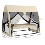 Hammock Trädgårdsgunga 3-Sits 2-i-1 Kaffe Brun av Tyg och Metall för Trädgård och Terrass Gunga med Myggnät 300 kg 240 x 140 x 197 cm