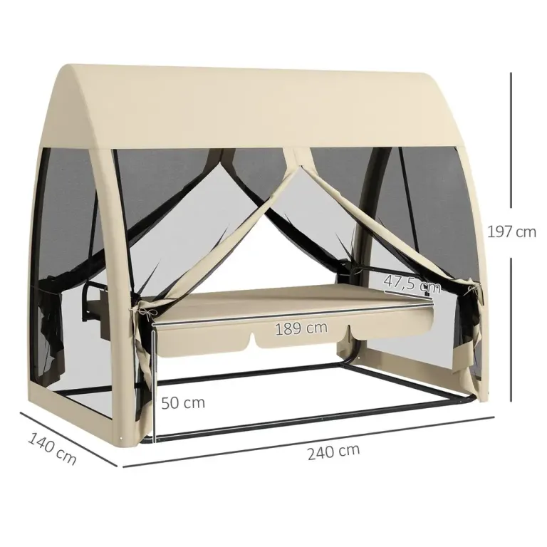 Hammock 3-Sits 2-i-1 240 x 140 x 197 cm