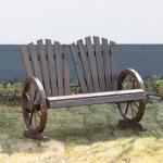 Trädgårdsbänk med Armstöd Rustik Bänk Massivt Trä Mörkbrun 108 X 66 X 95 Cm