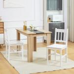 Set med 2 Köksstolar, Massivt Trä, Vit, 41 x 46,5 x 85,5 cm