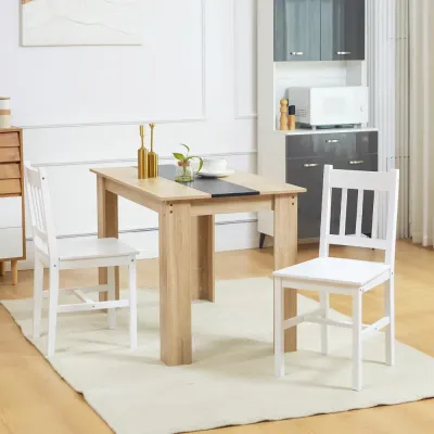Set med 2 Köksstolar Massivt Trä Vit 41 x 46,5 x 85,5 cm