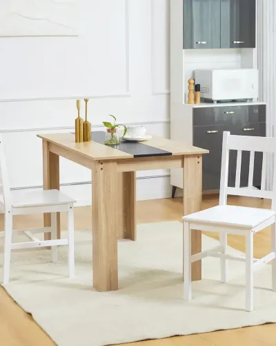 Set med 2 Köksstolar Massivt Trä Vit 41 x 46,5 x 85,5 cm