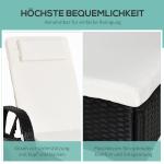 Trädgårdssäng Mobil Solstol med Kuddar Polyrattan och Metall Perfekt Avkoppling i Trädgården Svart 200 X 73 X 30-103 Cm