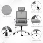 Kontorsstol Snurrstol Svart av Mesh och Metall för Kontor Ergonomisk med Justerbart Nackstöd och Armstöd Svankstöd