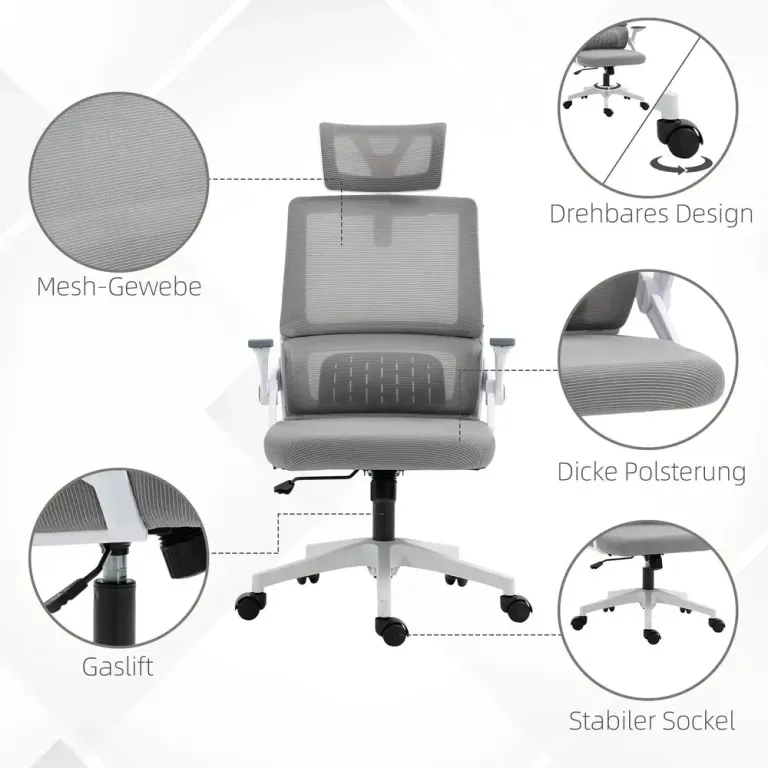 Kontorsstol Snurrstol Svart av Mesh och Metall Ergonomisk