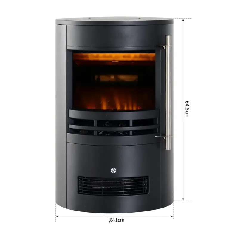 Elektrisk Kamin med LED-Flamma 2000 w, Svart