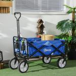 Handvagn Vikbar 360° Trädgårdsvagn Transportvagn Strandvagn Stålram Oxford 93 X 49 X 75-100 Cm