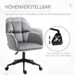 Snurrstol i Sammet, Justerbar Kontorsstol med Armstöd, Elegant Skrivbordsstol för Vardagsrum, Grå, 120 kg