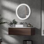 Badrumsspegel Väggspegel Silver av Glas och Metall för Modernt Badrum Belyst med 3 Ljusfärger Touchbrytare Anti-Dimma Funktion Ø 70 cm