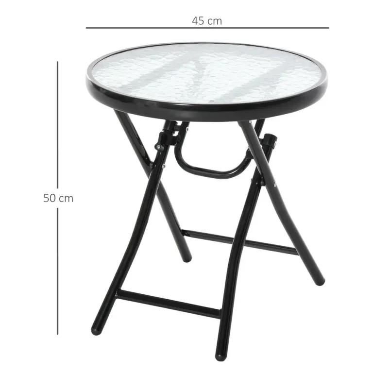 Trädgårdssidobord Bistrobord med Glasskiva Rund Ø45 cm
