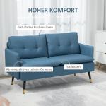 Soffa Loveseat Mörkblå av Tyg och Stål för Vardagsrum och Sovrum 2-Sits Stoppad Soffa med Tjock Dyna Modern Design