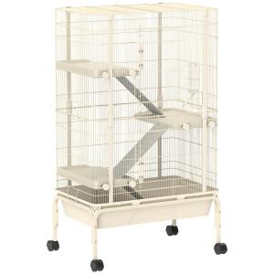 Husdjursbur med 4 Nivåer, Matskål och Vattenflaska, Beige, 88x48x150,5 cm