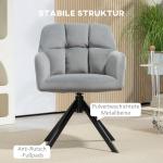 Fåtölj Loungestol Grå av Sammetslook och Metall för Vardagsrum Vridbar Stol med Armstöd