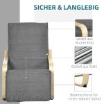 Accentfåtölj med Justerbart Fotstöd, Björkträ, upp till 120 kg, Grå, 66,5 x 94 x 100 cm
