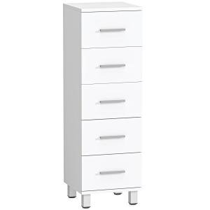 Badrumsskåp Smalt Vit MDF för Badrum Fristående Förvaring med 5 Lådor Platsbesparande Design för Handdukar och Hygienartiklar 95 cm