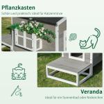 Katthus med Terrass och Balkong för Katter och Hundar Granträ Grå och Vit 115 X 66,5 X 74,7 Cm