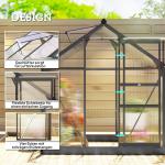 Växthus Stabil Silver Aluminium för Odling i Trädgården med Fundament och Takfönster samt Skjutdörr UV-skyddad Kanalplast 190 x 192 x 201 cm 3,65 m²