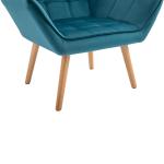 Öronlappsfåtölj i Grön Sammet, Elegant Relaxstol med Träben, Bekväm Enkelfåtölj i Skandinavisk Design, Grön, 64 x 62 x 72,5 cm