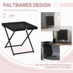 Sidobord Trädgårdsbord Svart av Polyrotting och Metall för Balkong och Terrass Hopfällbart Soffbord Väderbeständigt Praktisk 40 x 40 x 40 cm