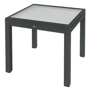 Trädgårdsbord Matbord Utdragbart Mörkgrå av Aluminium och Härdat Glas för Trädgård och Uteplats Bord 160 x 80 x 75 cm