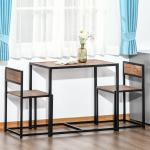 Matgrupp Matbordsset Natur av Metall och Trä för Små Rum Köksbord med 2 Stolar Matrumsgrupp Modern Design
