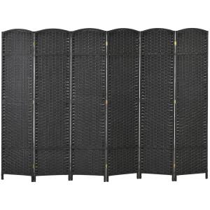 6-panels Rumsavdelare, Vikbar Sekretessskärm, för Vardagsrum, Sovrum och Hemmakontor, Svart