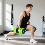 Hantelset 4 i 1 med Skivstång och Kettlebell för Hemmaträning Ergonomisk och Hållbar Grön Stål och Plast 20 kg