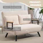 Bäddsoffa och 2-sitssoffa i Sammetsoptik med Bäddfunktion samt 2 Kuddar Hållbar och Stabil Natur, Beige och Svart Tyg och Trä