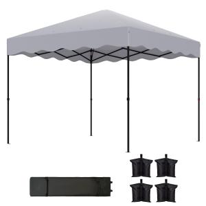 Lusthus Paviljong Pop-Up Partytält Ljusgrå av Polyester och Metall för Camping och Trädgård Vintertätt Tält med Väska 3 x 3 m