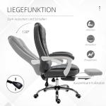 Kontorsstol Skrivbordsstol Grå av Tyg och Metall för Hemmakontoret Ergonomisk med Fällbart Fotstöd Höj och Sänkbar Bekväm