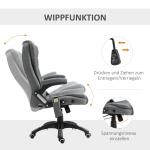 Ergonomisk Chefsstol med Massagefunktion Bekväm Kontorsstol Hög Rygg Avslappnande Massage Grå 67 X 74 X 116-126 Cm
