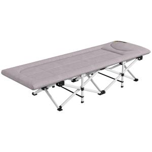 Hopfällbar Campingsäng, upp till 200 kg, Rostsäker Metallram, Grå, 200 x 65 x 42 cm