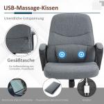 Ergonomisk Kontorsstol med Massage, Bekväm Skrivbordsstol med Hög Rygg och Värme, Justerbar Arbetsstol för Hemmakontor, Grå