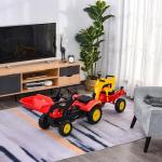 Pedaltraktor med Släp och Frontlastare Pedalgrävare för Barn från 3 År Röd 179 X 42 X 59 Cm