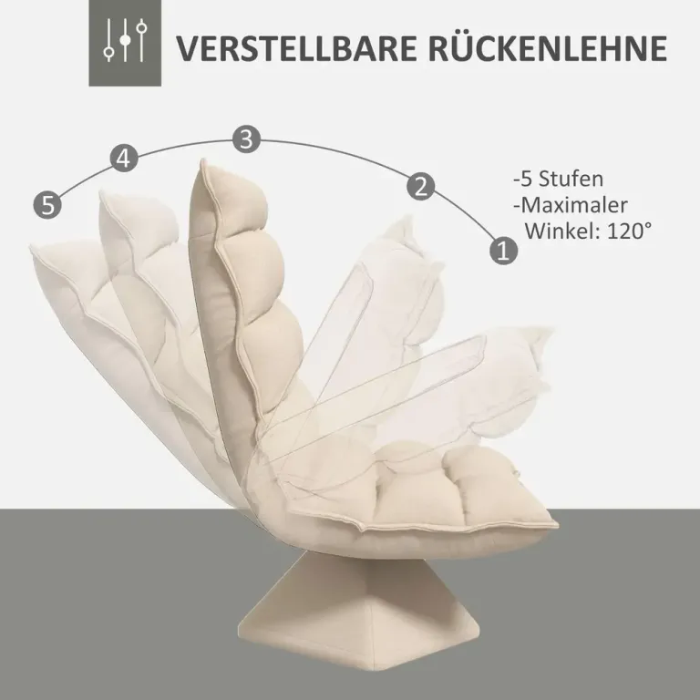 Vridbar Läsfåtölj med Linnelook Beige 62 x 70 x 95 cm