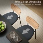 Set med 2 Matstolar i Linnelook, Armlös Design med Metallben, Grå