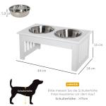 Matstation för Hund Prisvärd Vit för Utfodring med Halkfria Fötter och Två Skålar i Rostfritt Stål för Djur 44 x 24 x 15 cm 0,9 L