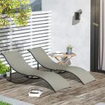 2-Pack Solstolar i Aluminium, Justerbara Relaxstolar med Textilene-Väv, Väderbeständiga Utestolar för Trädgård, Ljusgrå, 165 x 61 x 63 cm