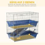 Smådjursbur Gnagarbur 2 Plan med Tillbehör Plast och Metall för Marsvin och Kaniner Blågrå 72 X 44 X 67 Cm