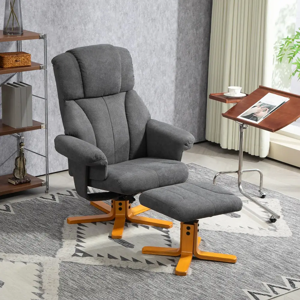Fåtölj med Fotpall och Ryggstöd Ergonomisk och Avkopplande